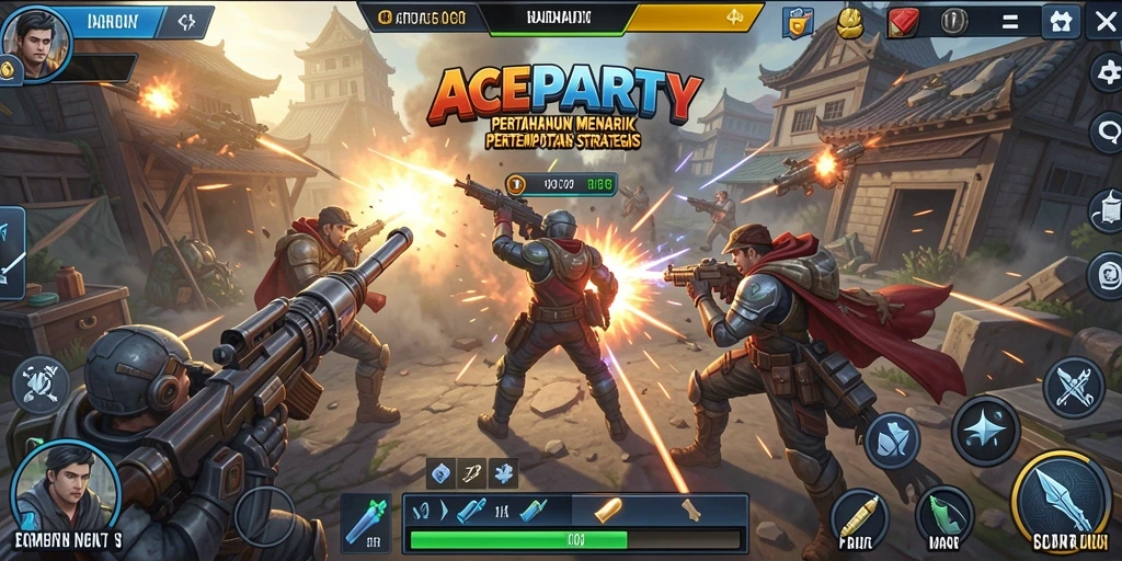 Tampilan gameplay menegangkan dalam game Tower Defense ACEPARTY.