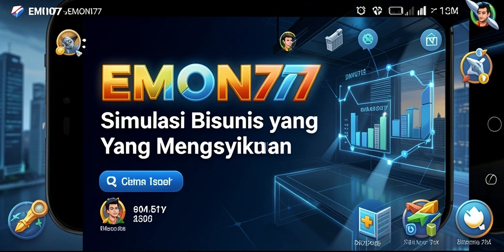 Tampilan gameplay seru dari EMON77 yang menantang pemain membangun bisnis.