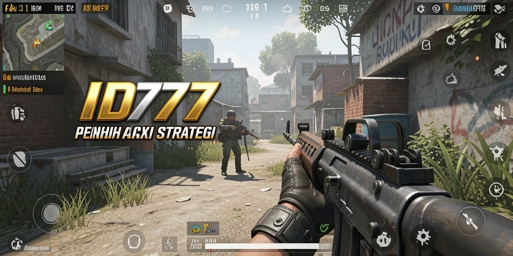 Screenshot ID777 menampilkan aksi menembak penuh adrenalin.