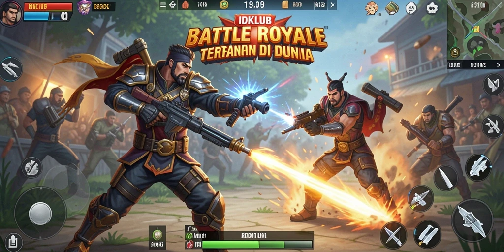 Tampilan gameplay IDKLUB dengan aksi Battle Royale yang menggugah adrenalin.