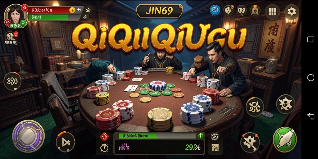 Tangkapan layar utama JIN69 menunjukkan keseruan gameplay QiuQiu.