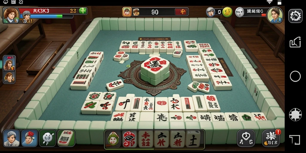 Screenshot gameplay K3K3 dengan desain ubin Mahjong yang menarik.