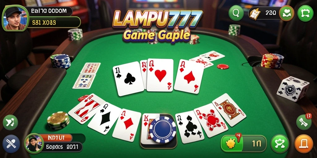 Screenshot gameplay LAMPU777 dengan pemain aktif bermain Gaple.