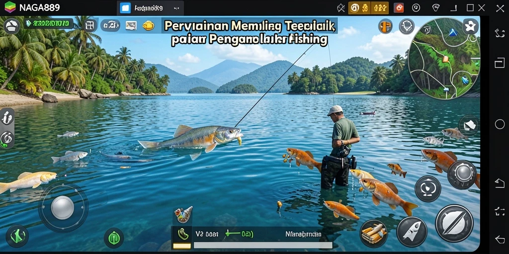 Tampilan gameplay yang menakjubkan dalam NAGA889 saat memancing ikan.