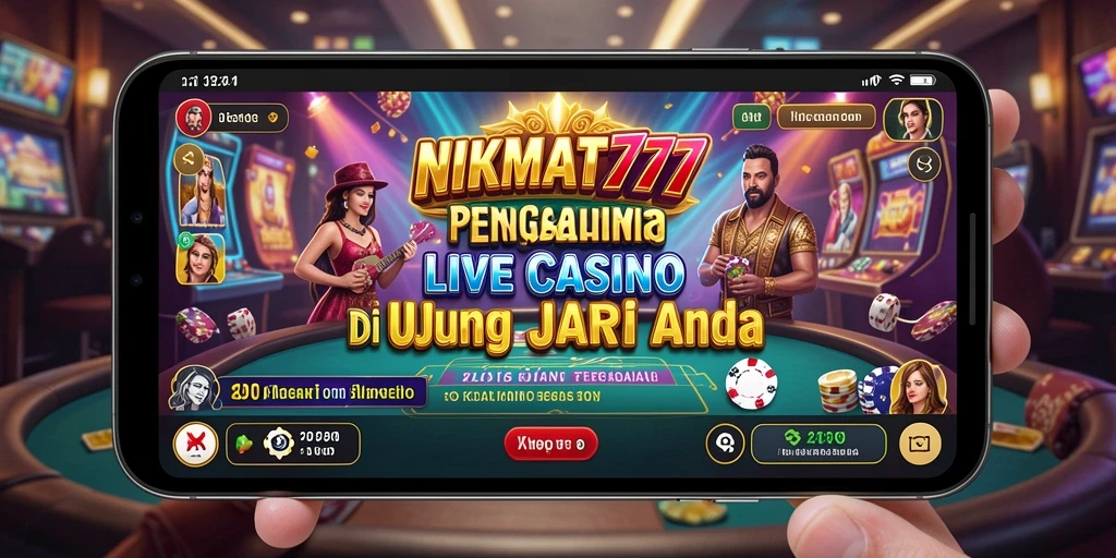 Screenshot NIKMAT777 menunjukkan dealer live yang profesional di meja permainan kasino.