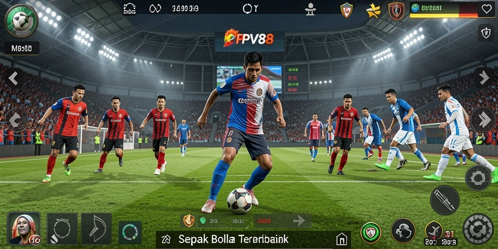 Tampilan gameplay PPV88 yang menarik dan dinamis dalam aksi sepak bola.
