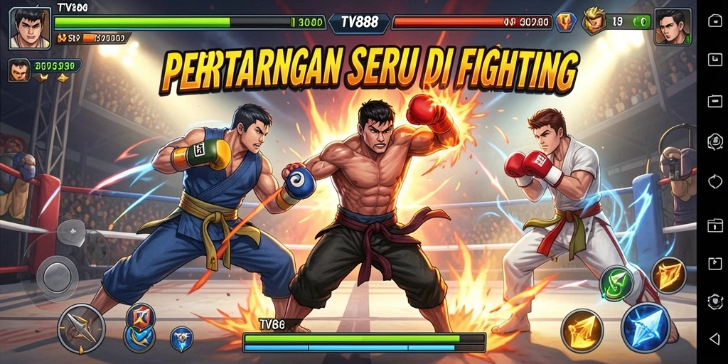 Tampilan gameplay TV888 dengan pertarungan yang mendebarkan.